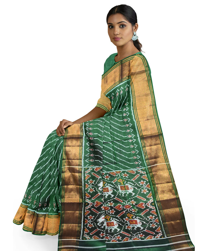 Dark green handloom patola silk saree