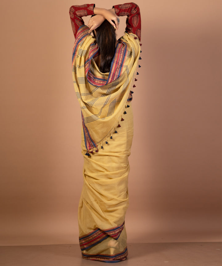 Light brown handwoven cotton jamdani saree