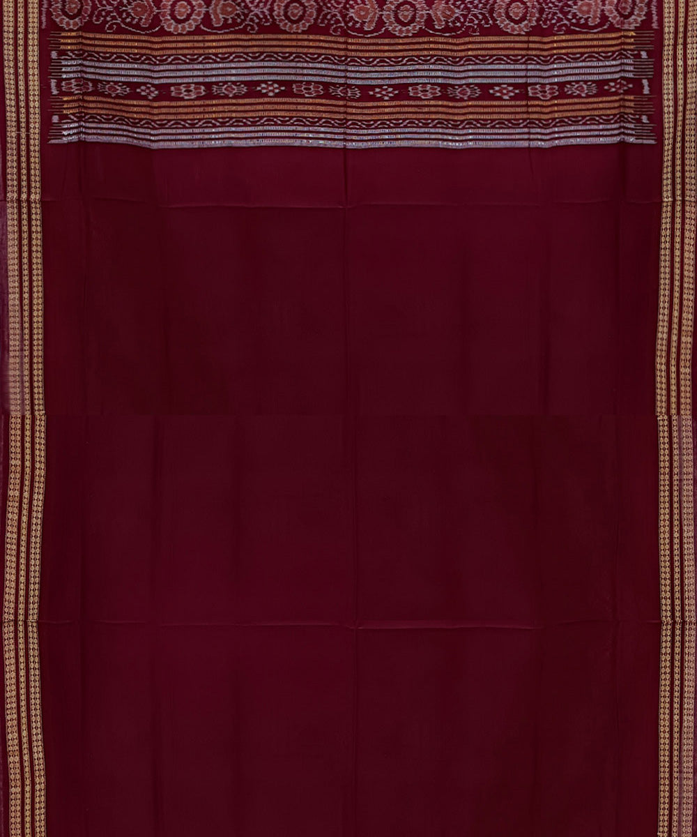 Dark green maroon handloom bomkai cotton saree