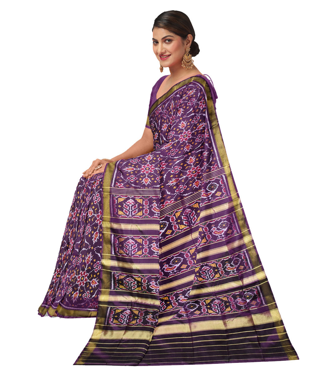 Violet silk handloom patola saree