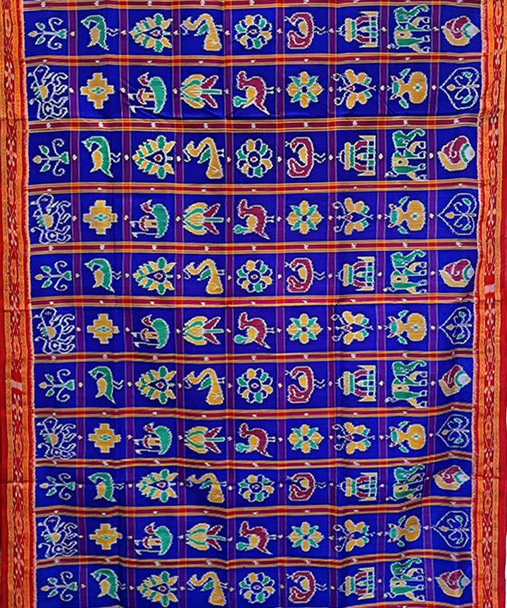 Indigo maroon handloom khandua silk saree