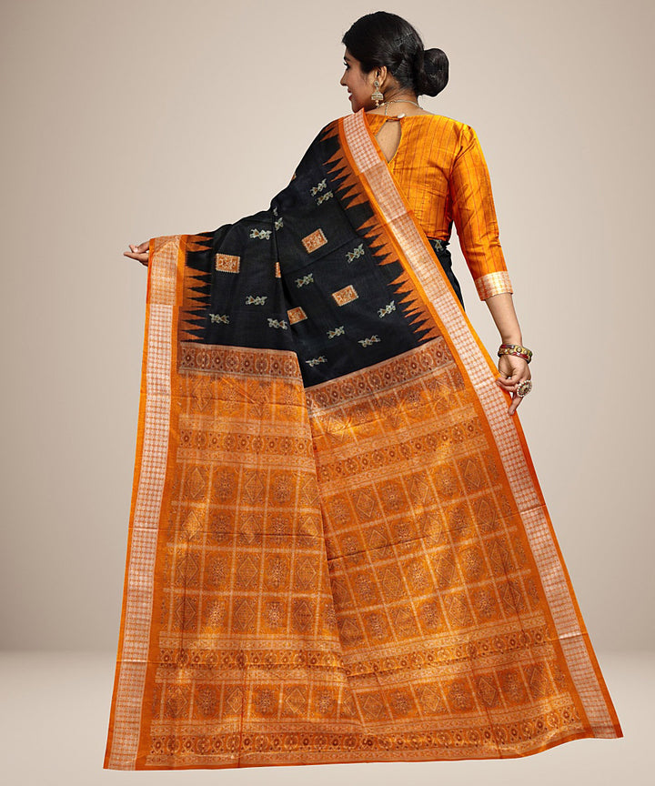 Black mustard silk handwoven bomkai saree