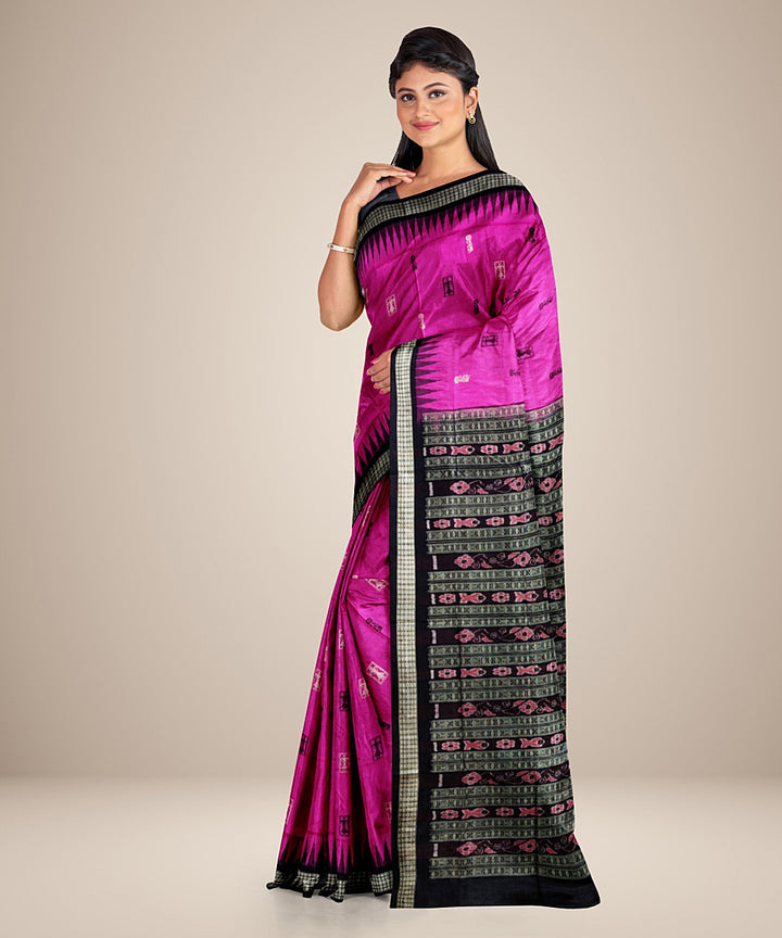 Purple black silk handwoven bomkai saree