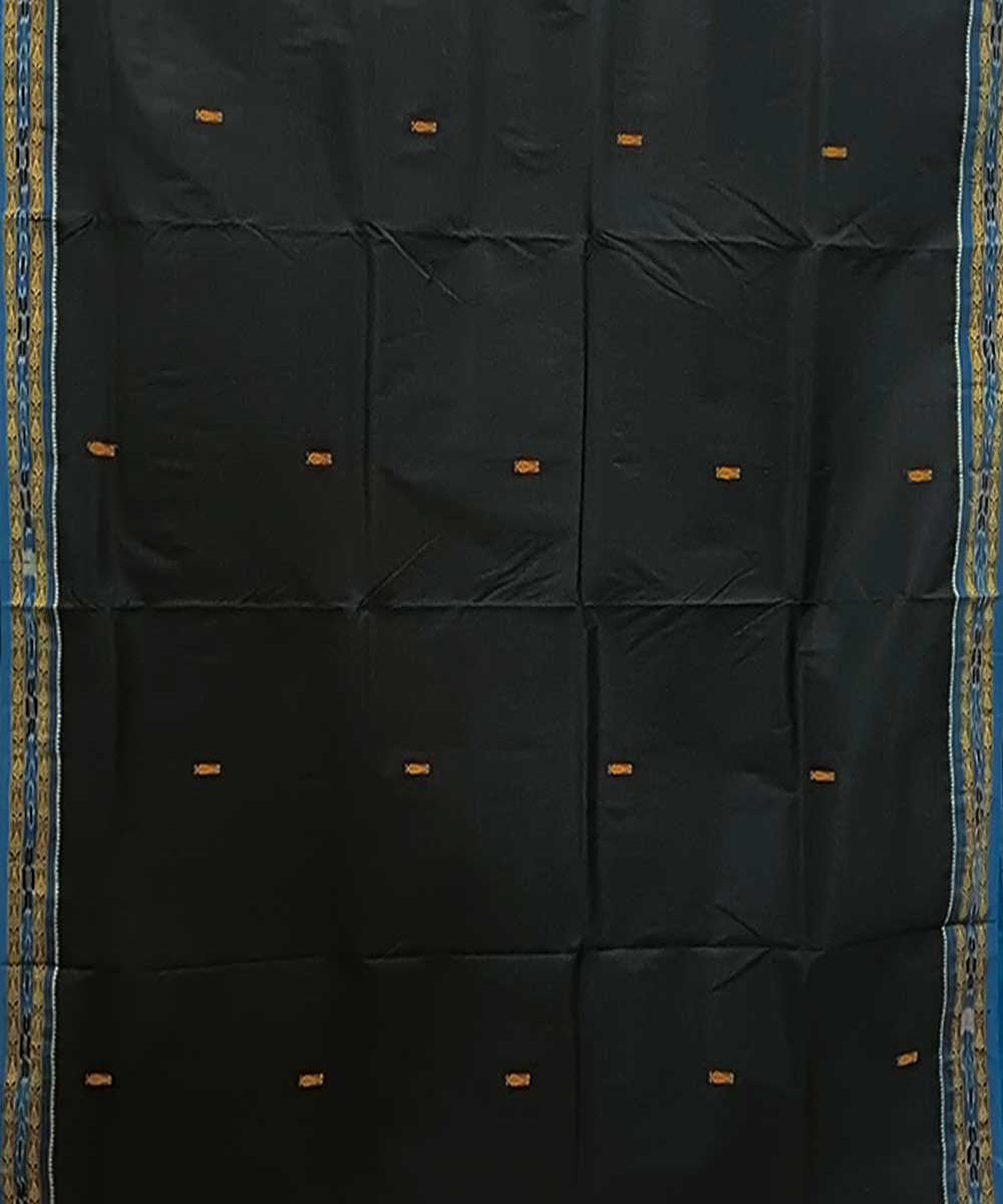 Black sky blue handwoven khandua silk saree