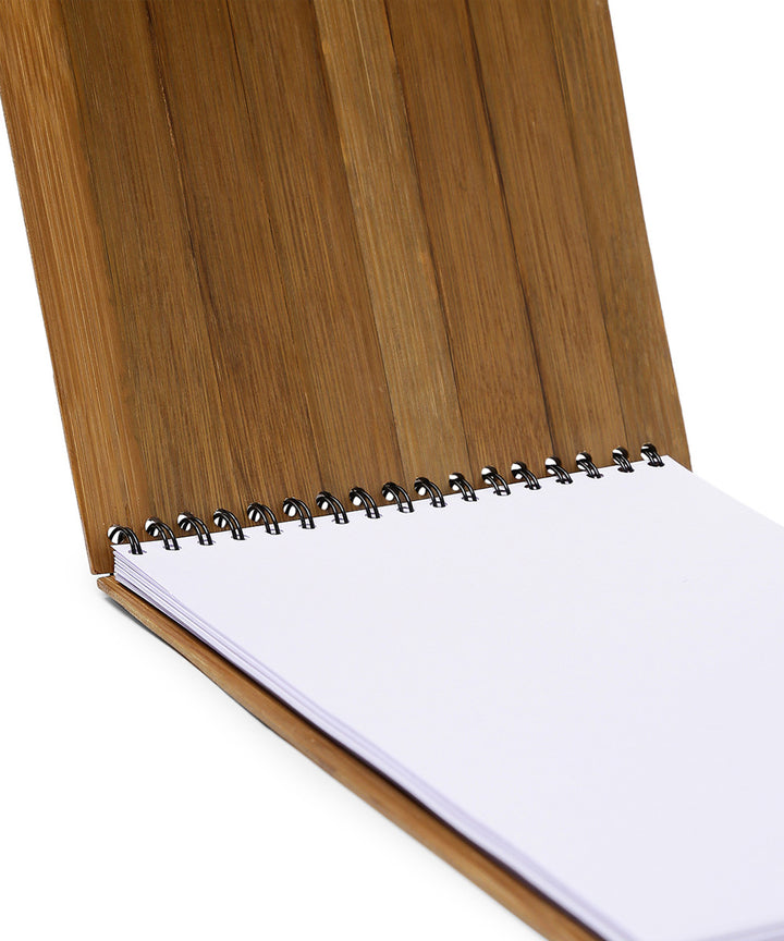 Brown natural hand printed bamboo wood notepad 150 pages