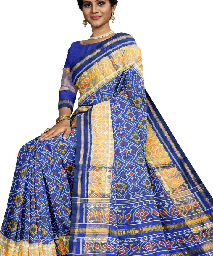 Navy blue silk handloom patola saree