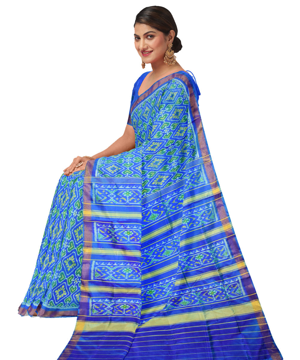 Sky blue silk handloom patola saree