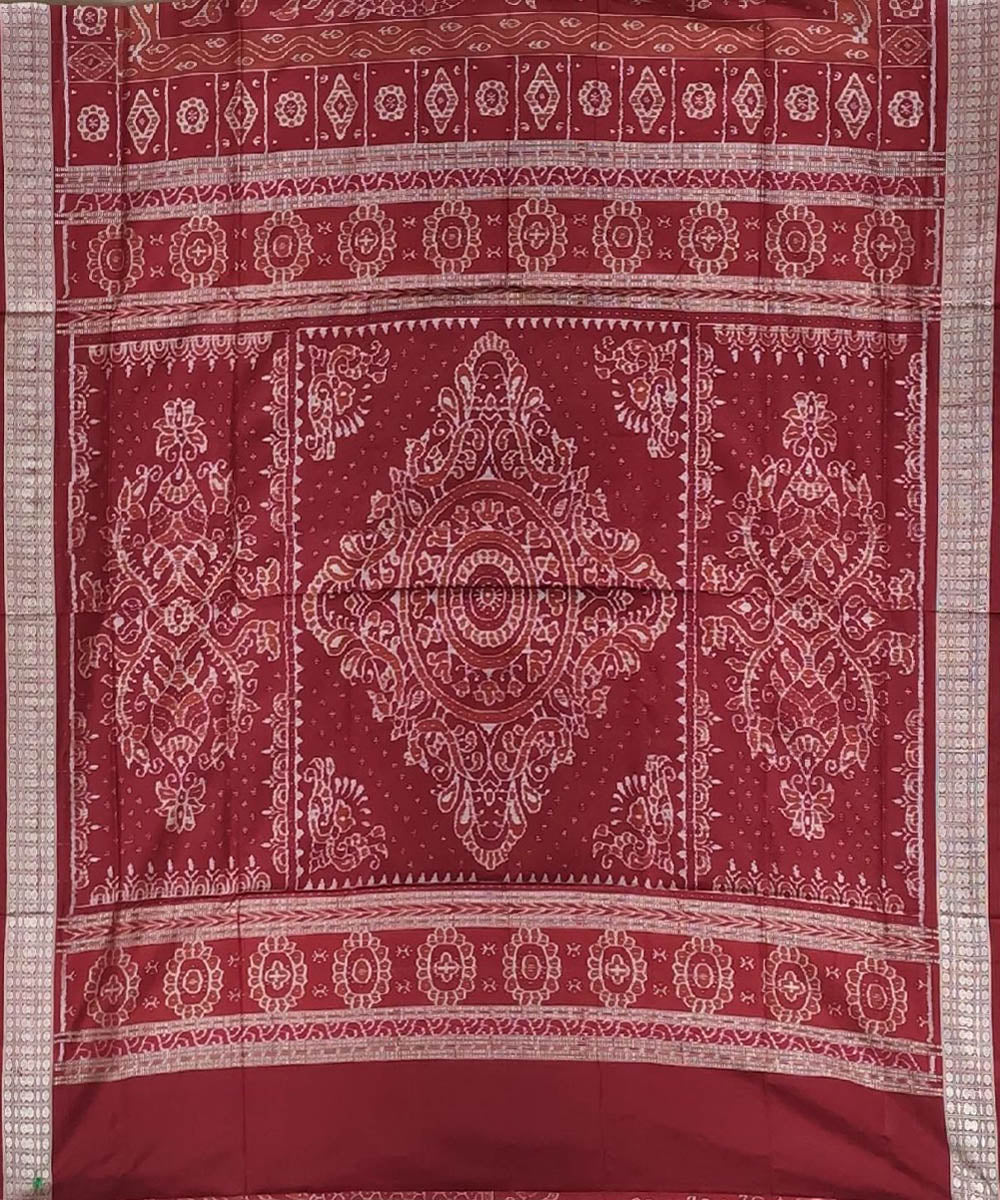 Maroon handloom silk sambalpuri saree