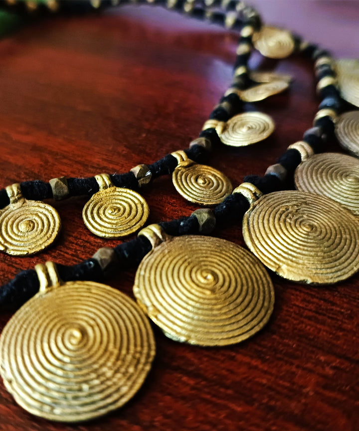 Black handcrafted layered dokra necklace