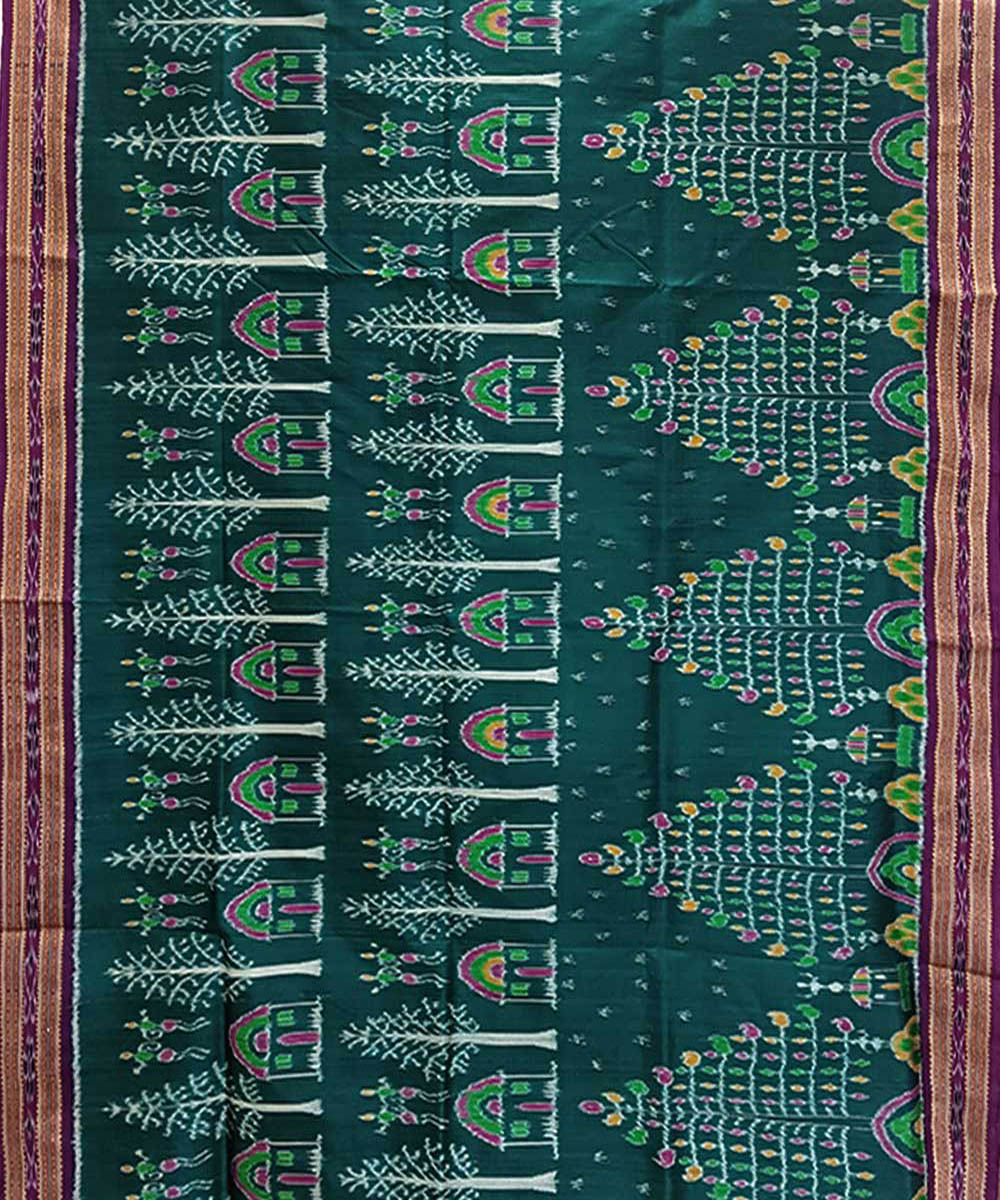 Turquoise purple handwoven khandua silk saree