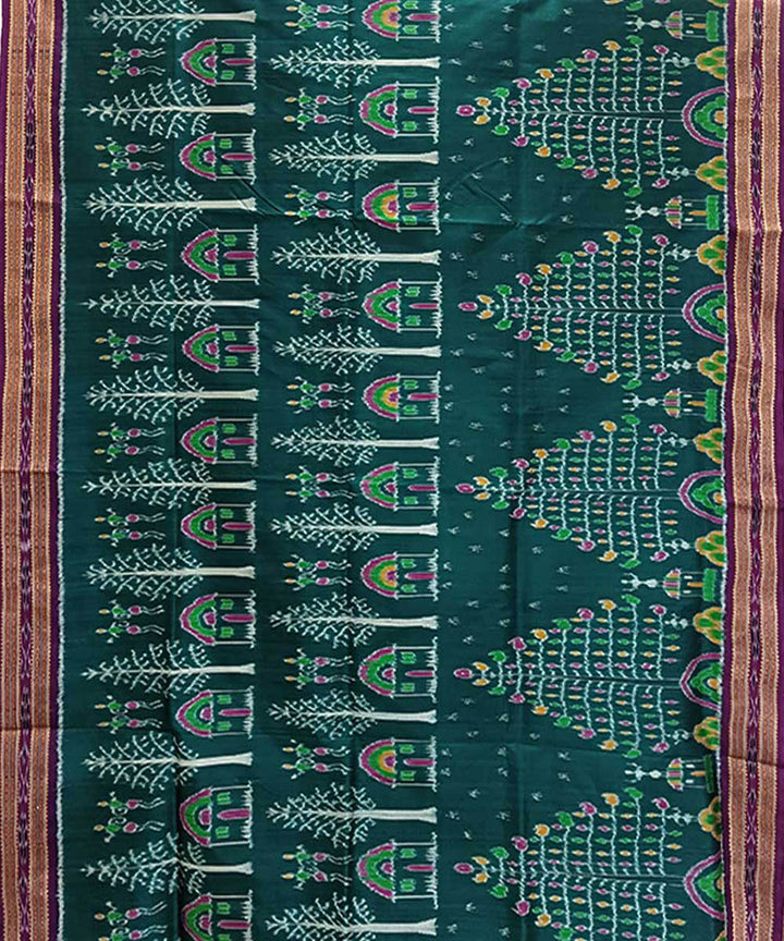 Turquoise purple handwoven khandua silk saree