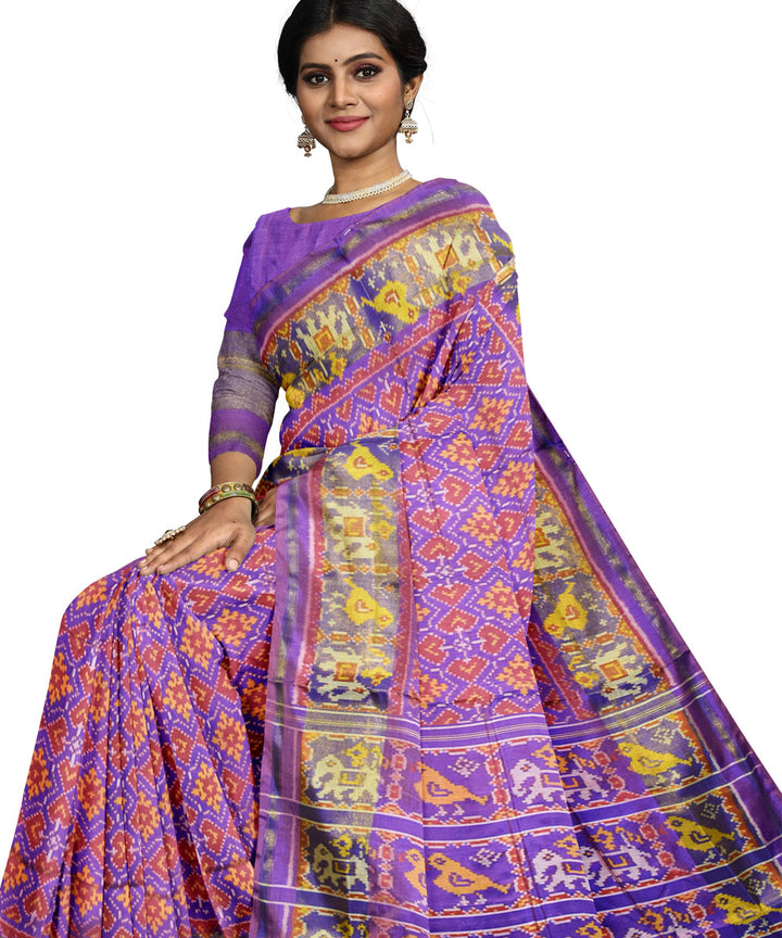 Lavender blue silk handloom patola saree