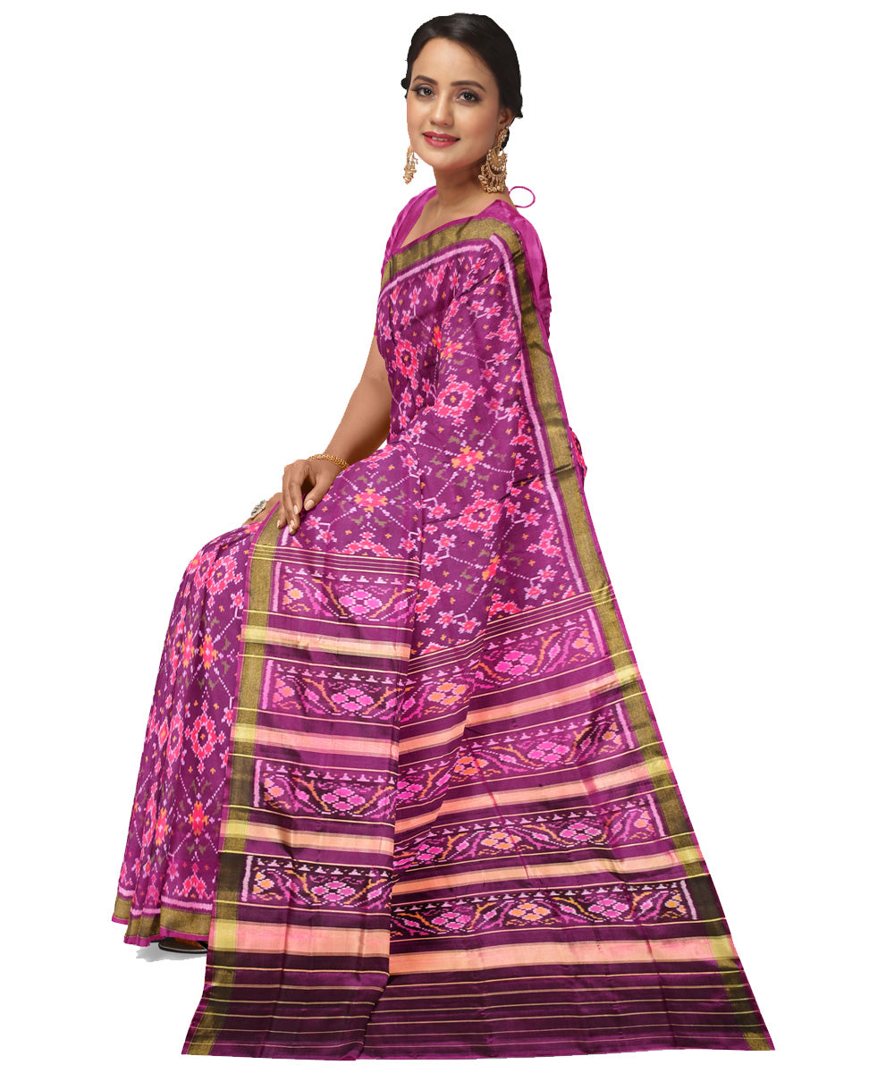 Purple silk handloom patola saree