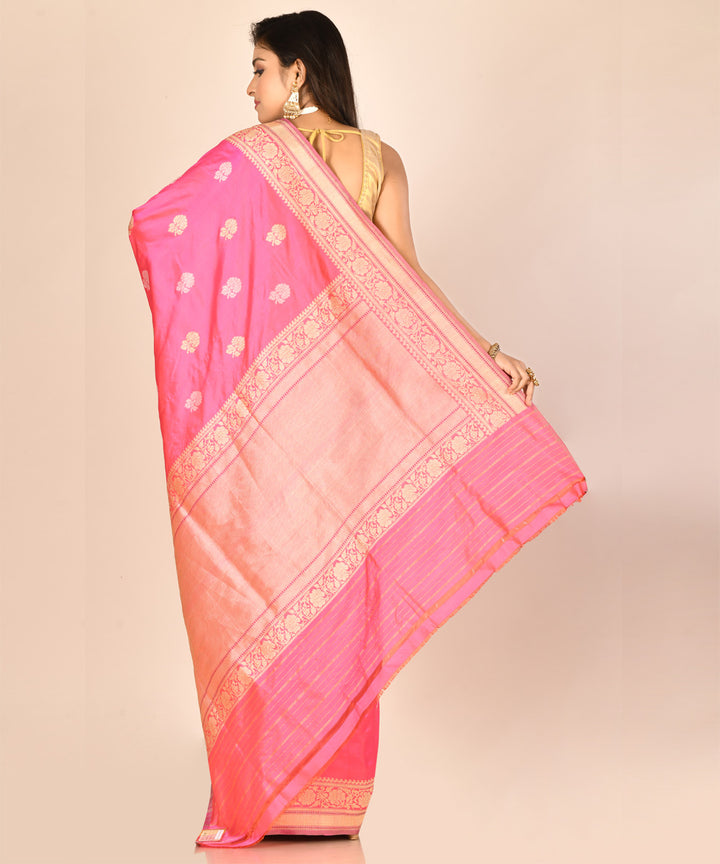 Pink handloom silk banarasi saree