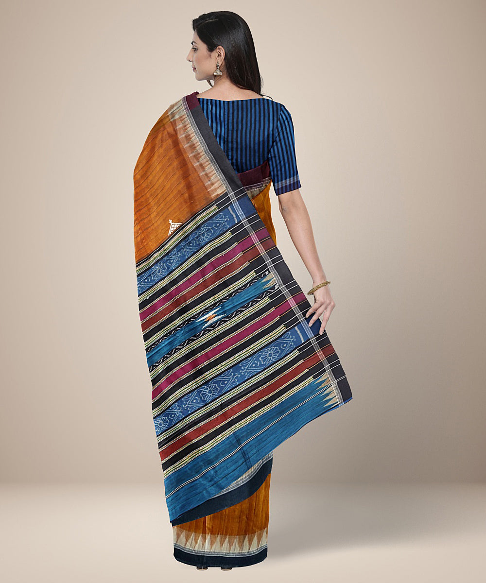 Mustard multicolor gopalpur tussar silk handwoven saree