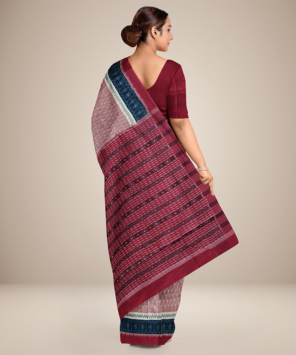 Pale pink handwoven cotton sambalpuri saree