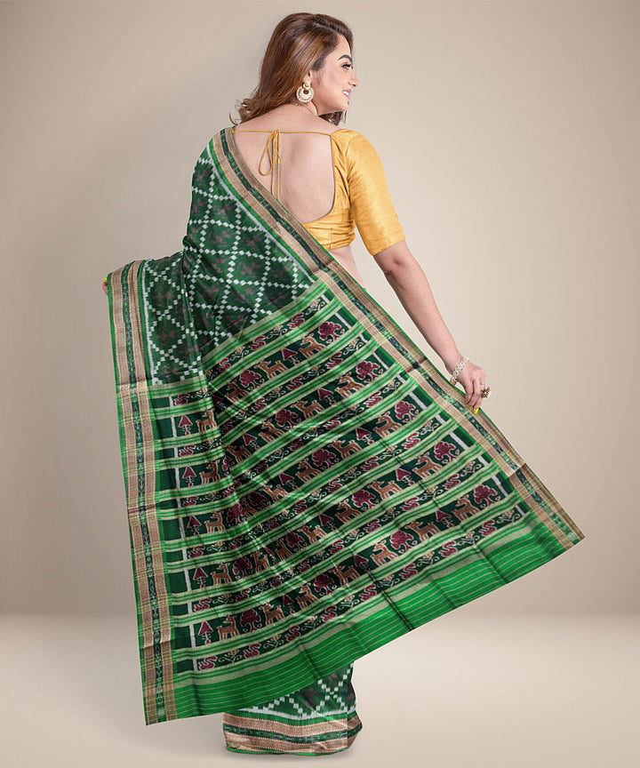 Dark green silk handwoven khandua saree