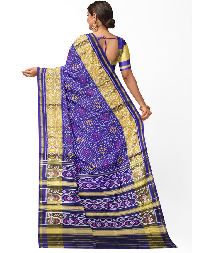 Navy blue handloom silk patola saree