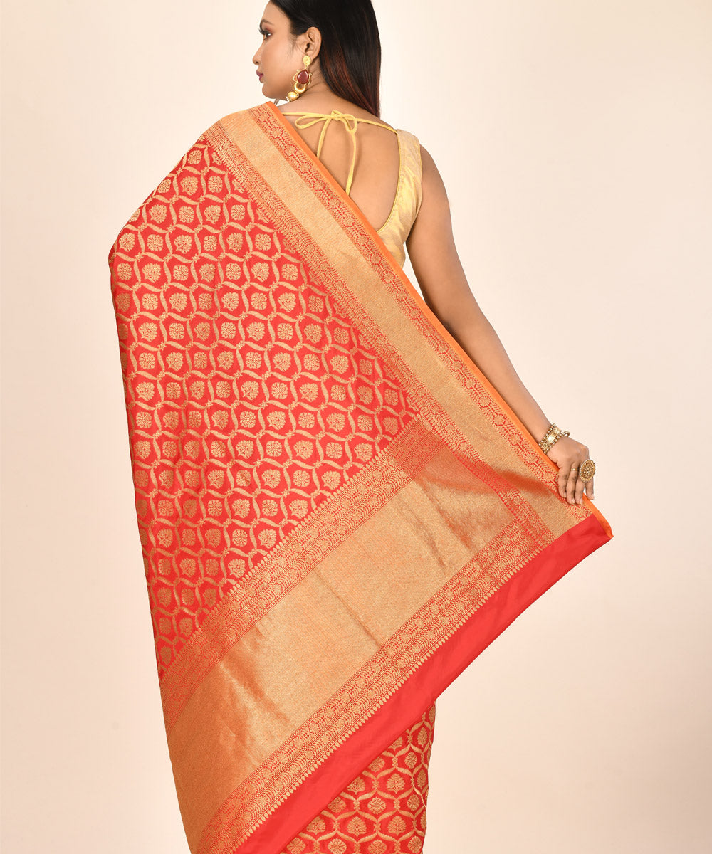 Red handloom silk banarasi saree