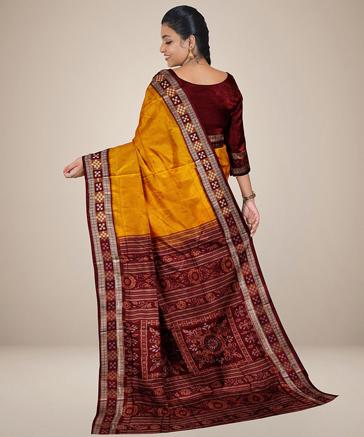 Orange maroon silk handwoven bomkai saree