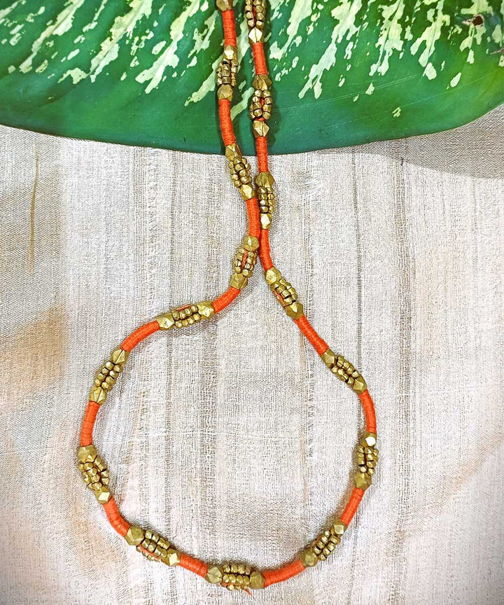 Orange handcrafted dokra necklace