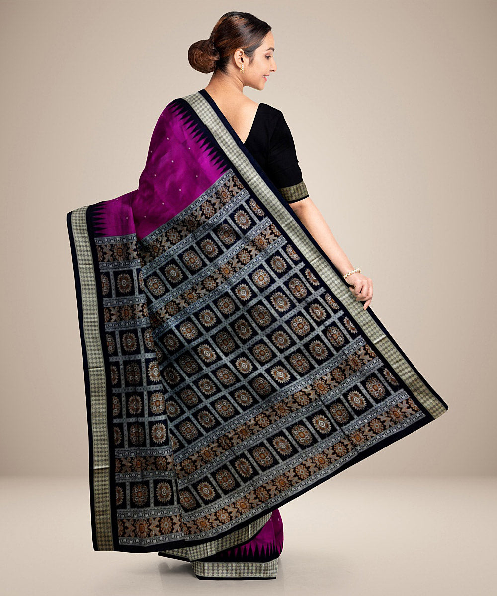 Purple black silk handwoven bomkai saree