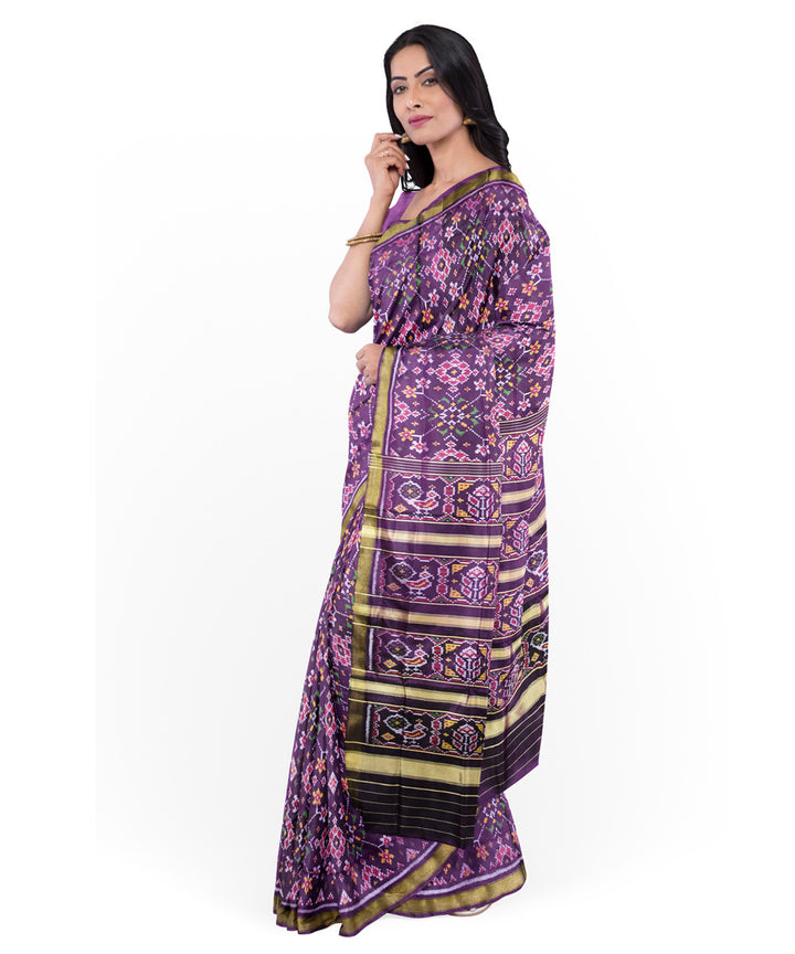 Violet silk handwoven patola saree