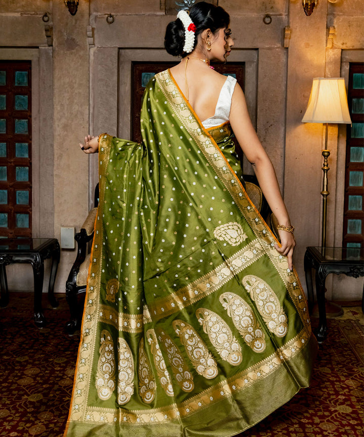 Light green silk handwoven banarasi saree