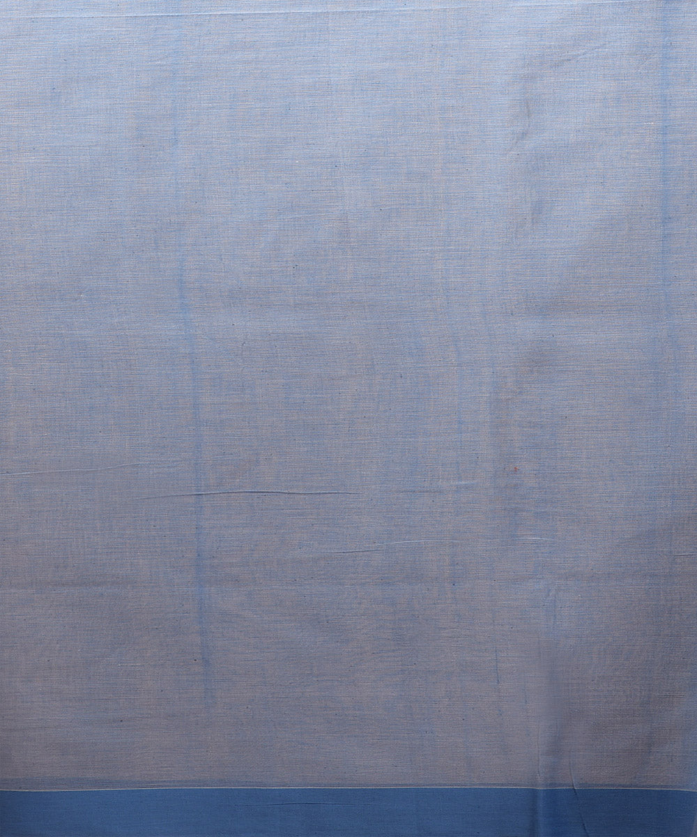 Blue and white handwoven cotton jamdani saree