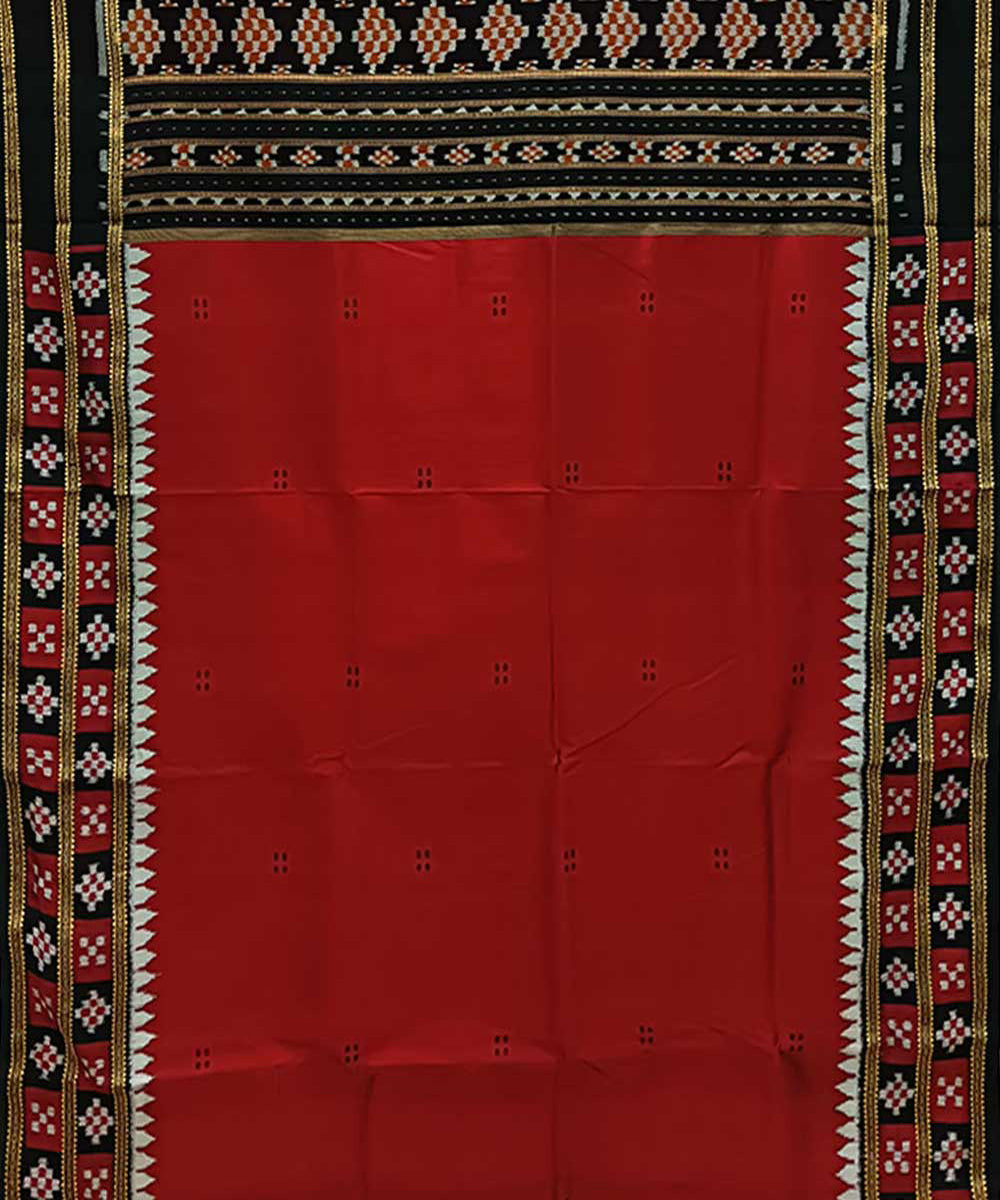 Maroon black handwoven silk khandua saree