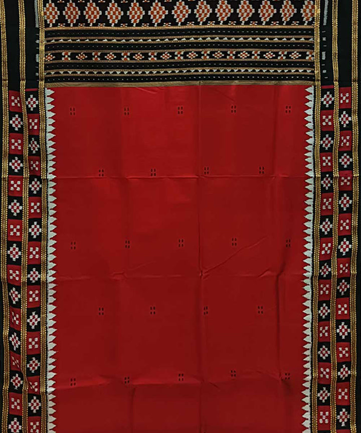 Maroon black handwoven silk khandua saree