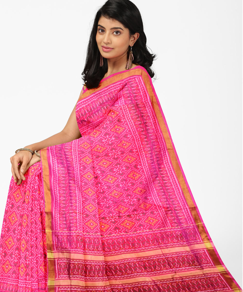 Patola pink silk handloom saree