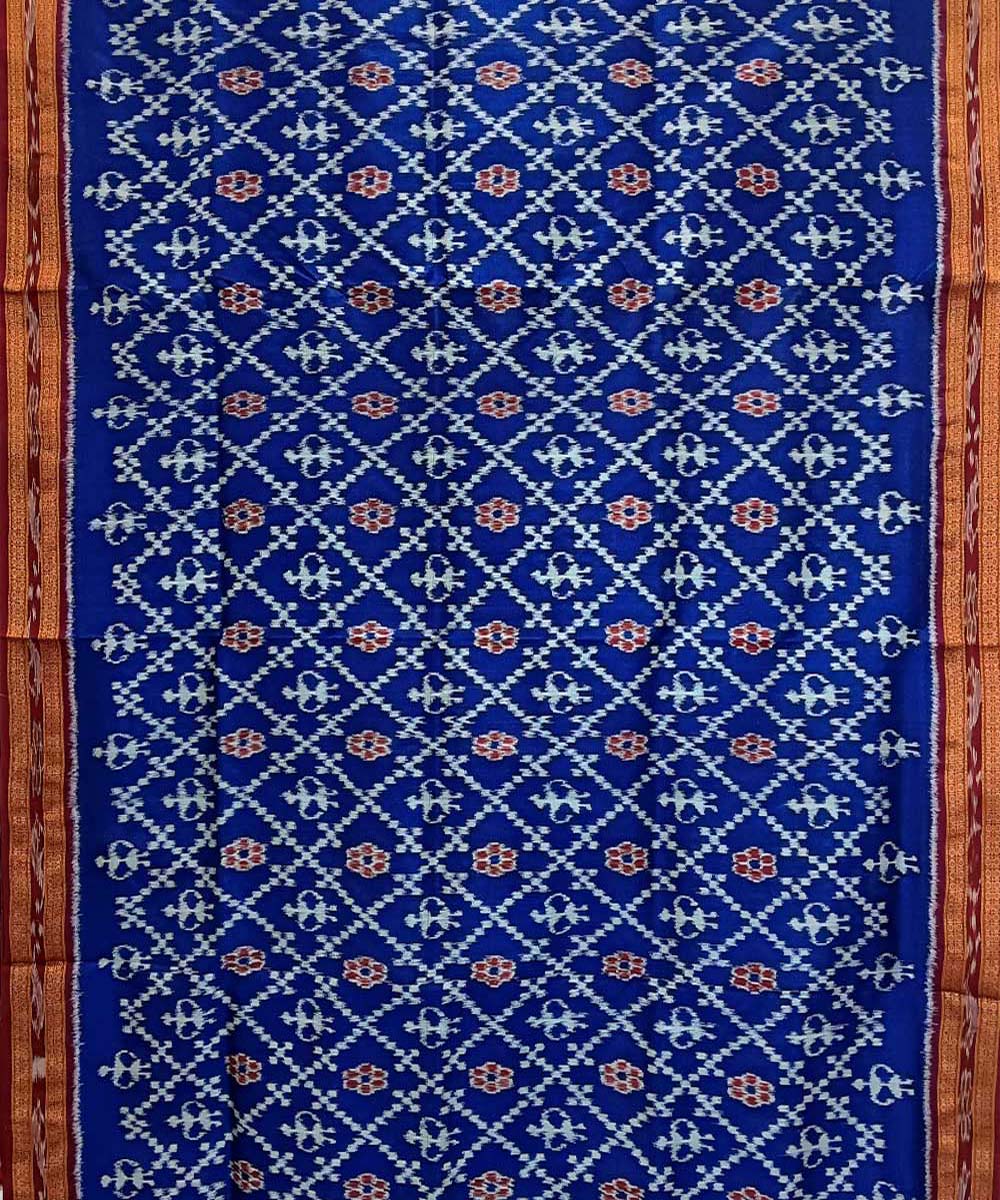 Indigo maroon handwoven khandua silk saree