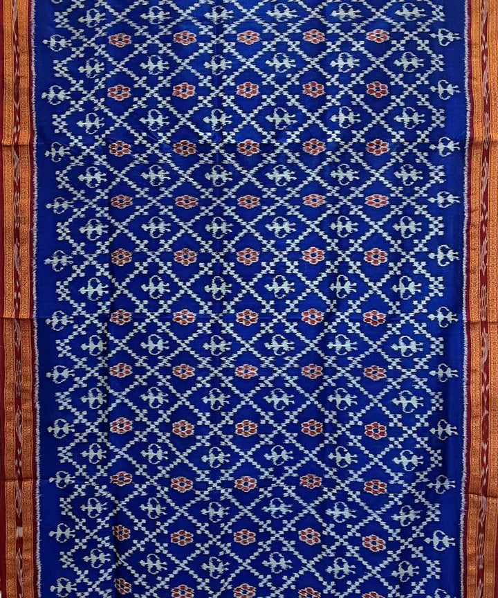 Indigo maroon handwoven khandua silk saree