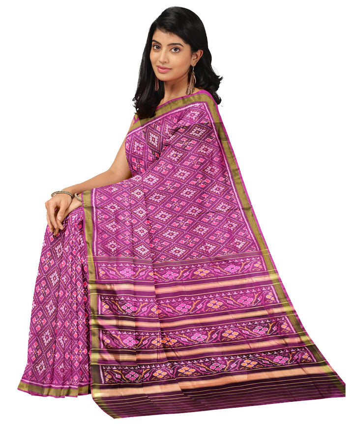 Purple handloom silk patola saree