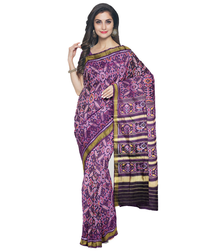 Violet handloom silk patola saree