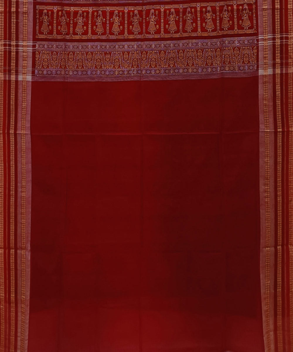Black red handwoven bomkai cotton saree