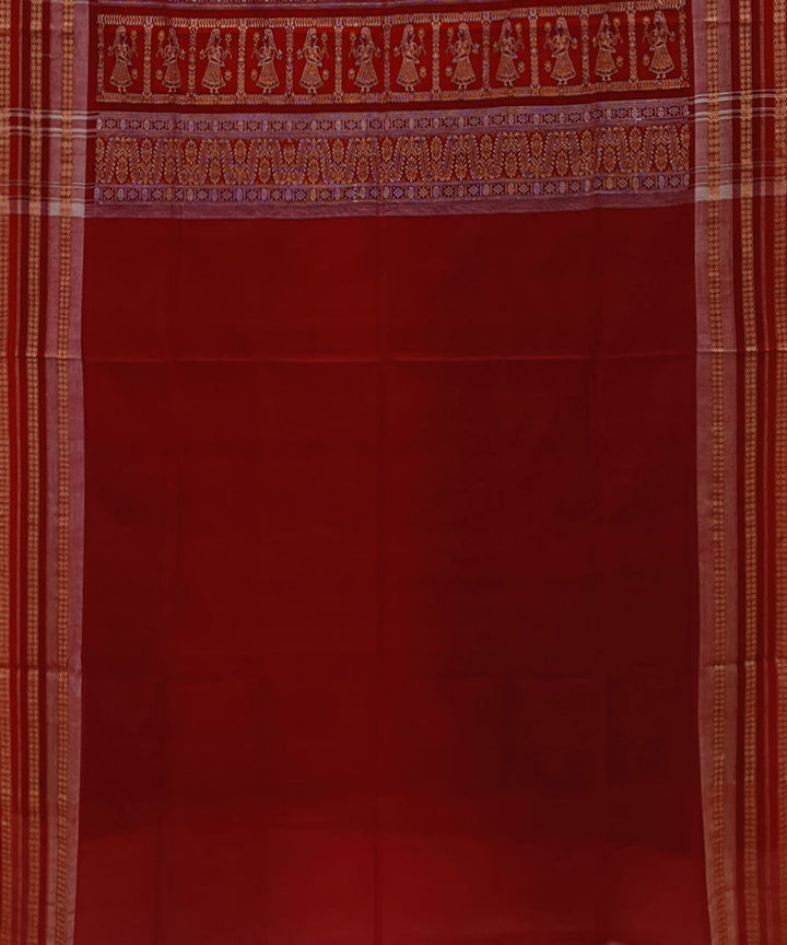 Black red handwoven bomkai cotton saree