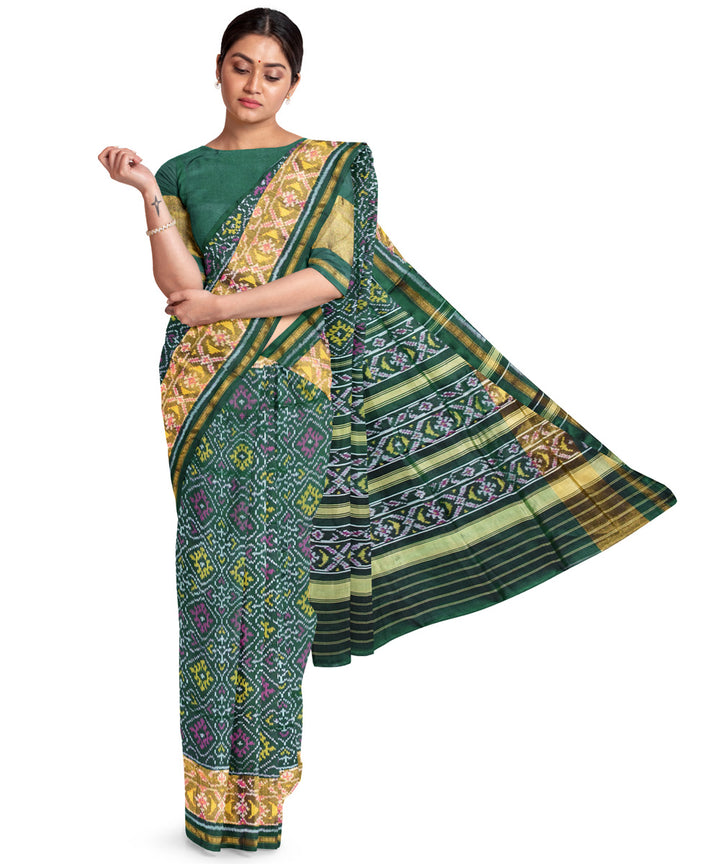 Dark green handwoven patola silk saree