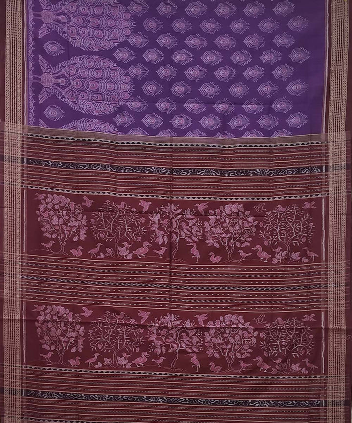 Byzantium mahogany handwoven cotton ikat sambalpuri saree