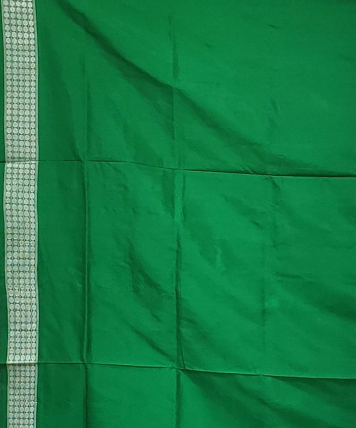 Orange light green handwoven bomkai silk saree