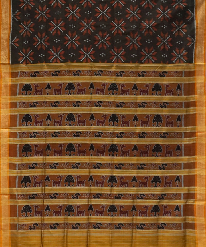 Black yellow silk handwoven khandua saree