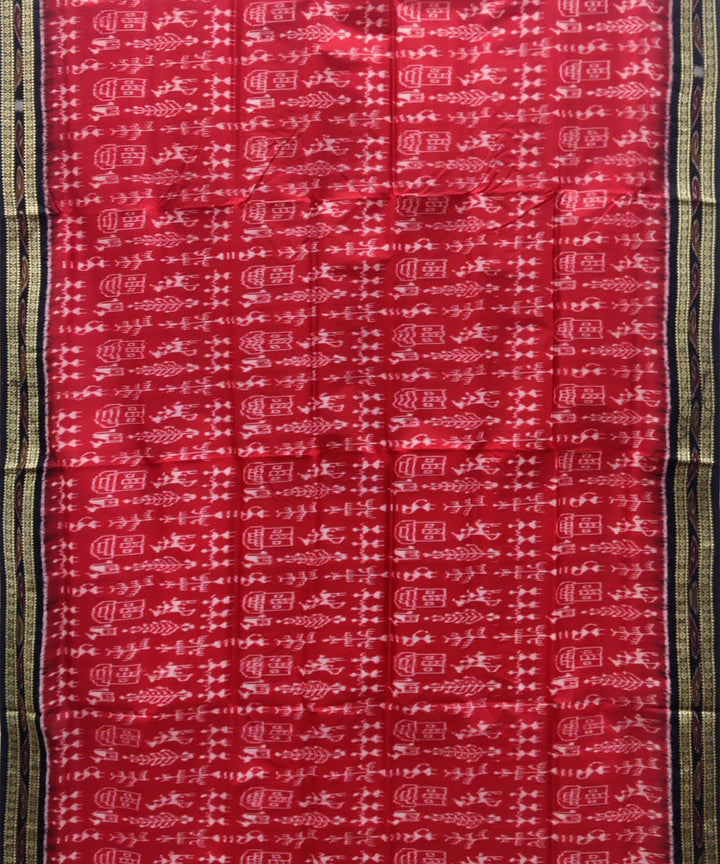 Red black silk handwoven khandua saree