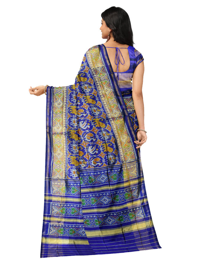 Navy blue silk handloom patola saree