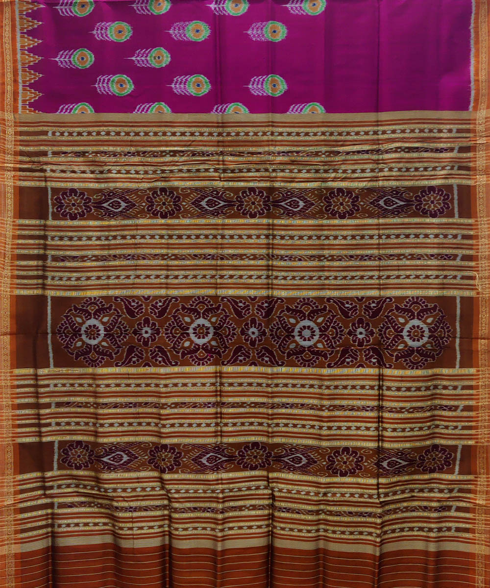 Purple brown silk handwoven khandua saree