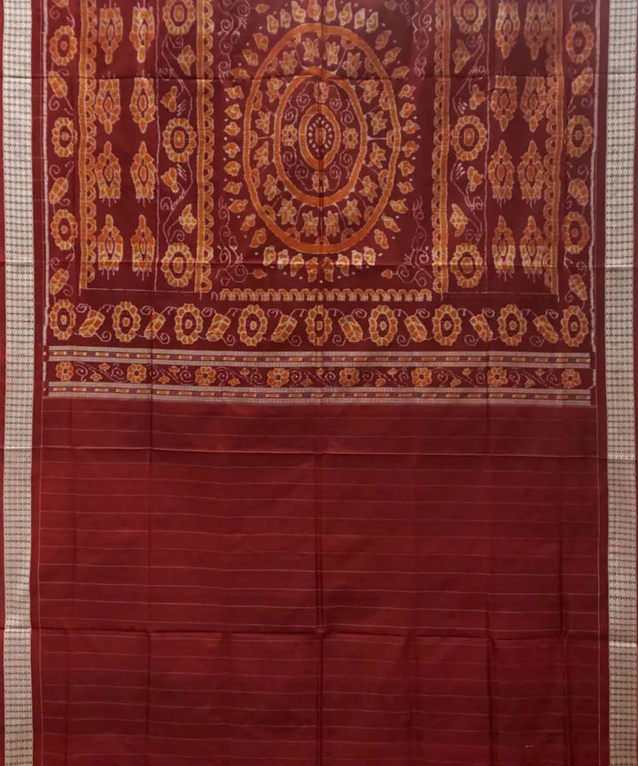 Black maroon handwoven silk sambalpuri saree