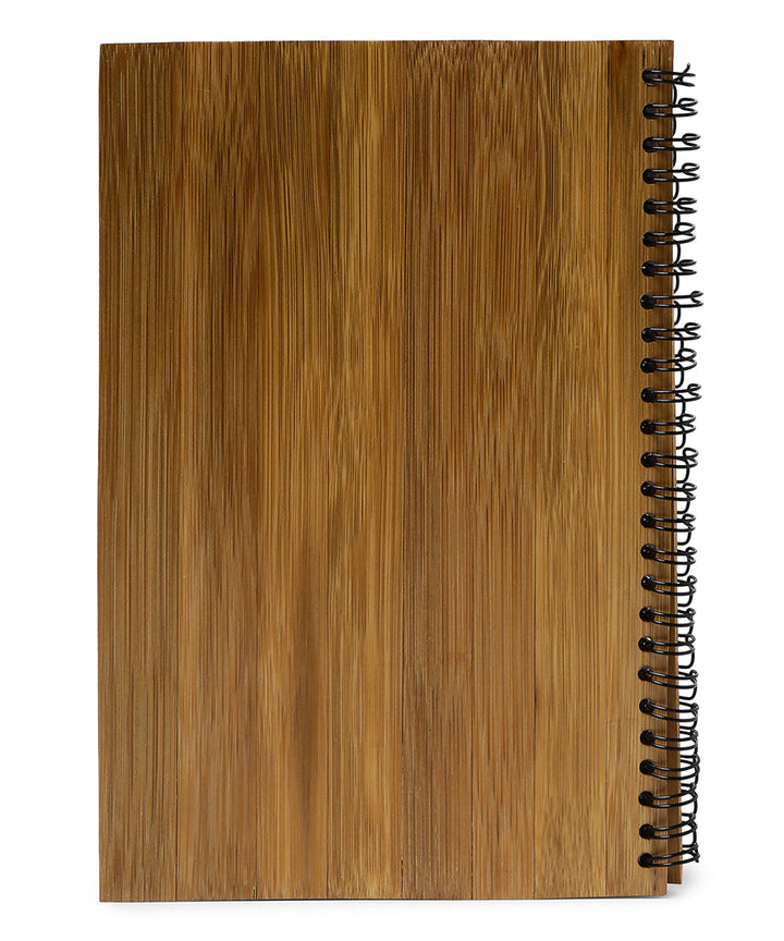 Brown natural hand printed bamboo wood notebook 150 pages
