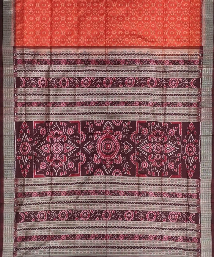 Orange handwoven silk sambalpuri saree