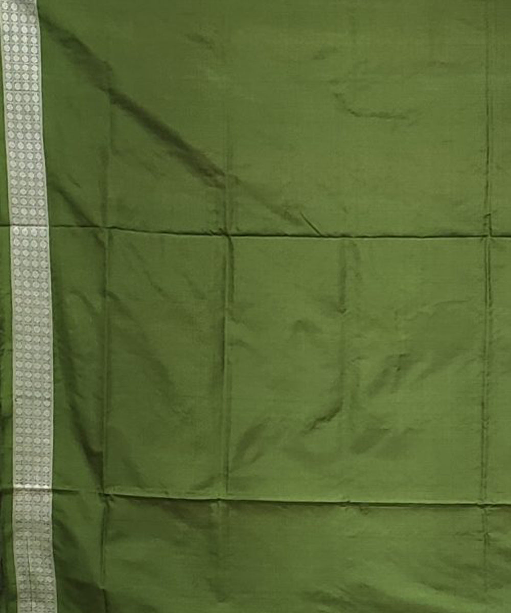 Pink olive green handwoven bomkai silk saree