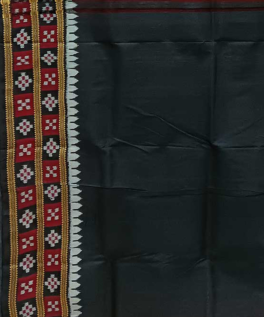 Maroon black handwoven silk khandua saree